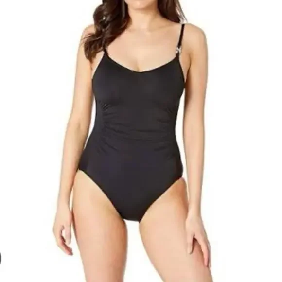 Michael Kors Radiant Chain Over the Shoulder One-Piece olive green size 12 - Picture 7 of 9